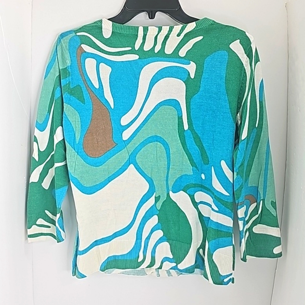 Merona Woman Cardigan, Size Medium, Color turquoise, white, green, brown - Picture 4 of 8
